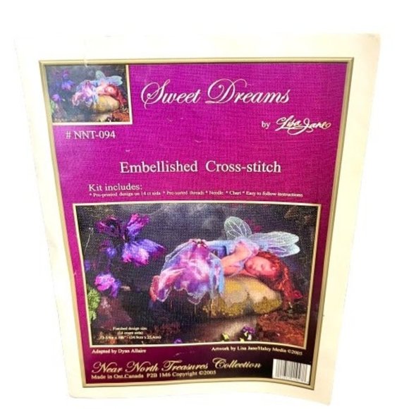 Sweet Dreams by Lisa Jane Embellished Cross Stitch Pre Printed Design - Picture 1 of 7